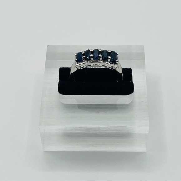 Natural Blue Sapphire Sterling Silver Ring - Picture 1 of 13